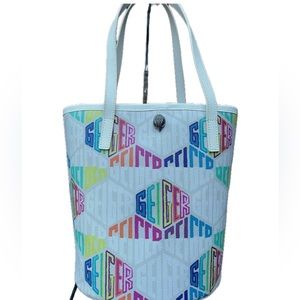 KURT GEIGER MONOGRAM RARE RAINBOW SHOPPER TOTE BAG